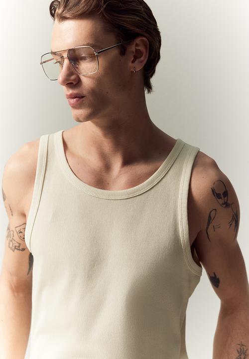 H&M - Slim fit ribbed vest top - beige