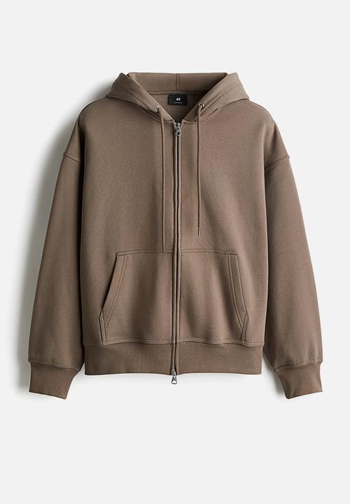 H&M - Oversized fit zip-through hoodie - dark beige