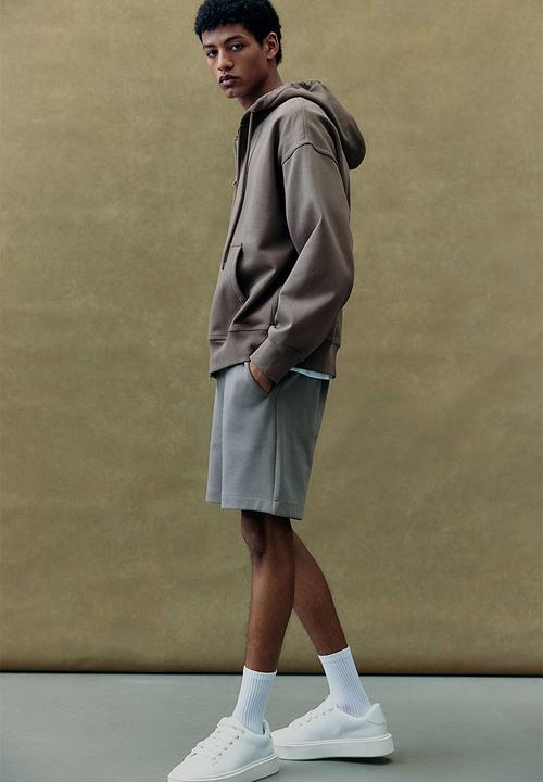 H&M - Oversized fit zip-through hoodie - dark beige
