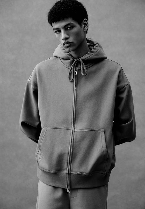 H&M - Oversized fit zip-through hoodie - dark beige
