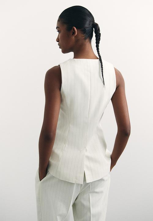 H&M - Long suit waistcoat - cream pinstriped