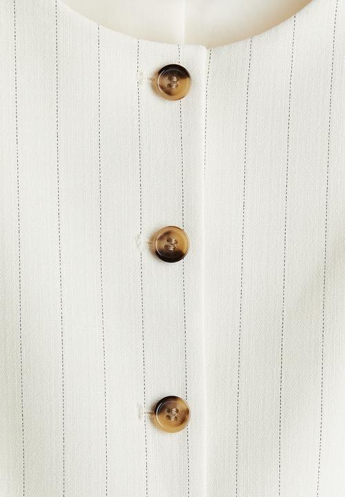 H&M - Long suit waistcoat - cream pinstriped
