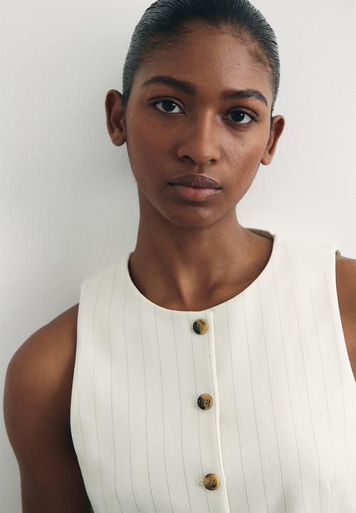 H&M - Long suit waistcoat - cream pinstriped