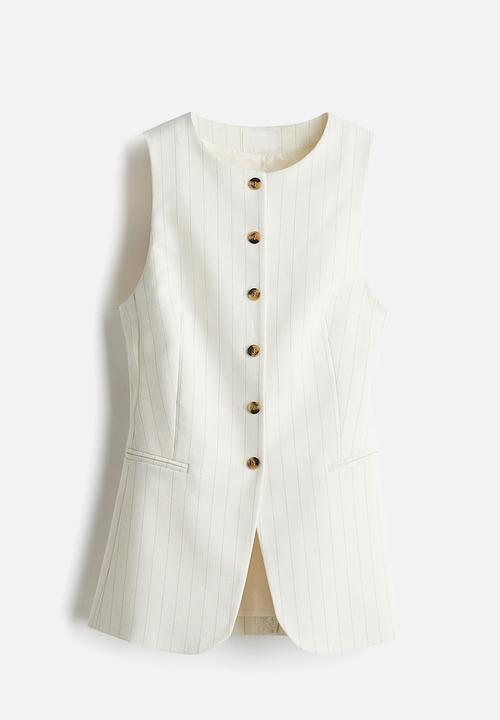 H&M - Long suit waistcoat - cream pinstriped