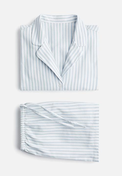 H&M - Flannel pyjamas - light blue striped