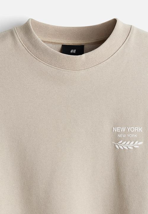 H&M - Loose fit printed sweatshirt - light beige new york