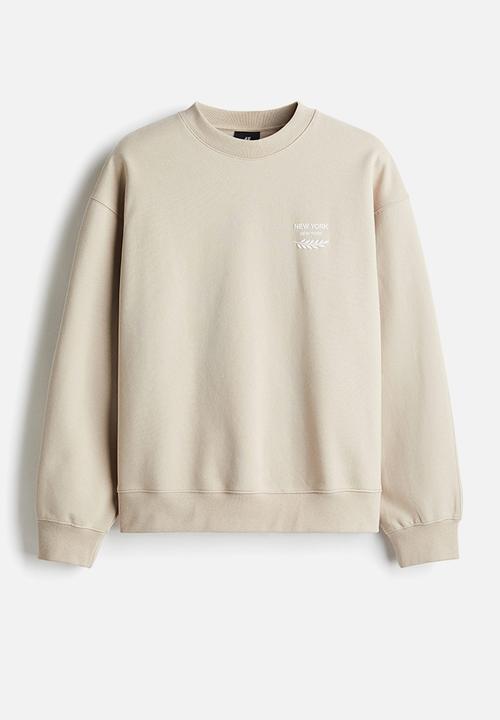 H&M - Loose fit printed sweatshirt - light beige new york