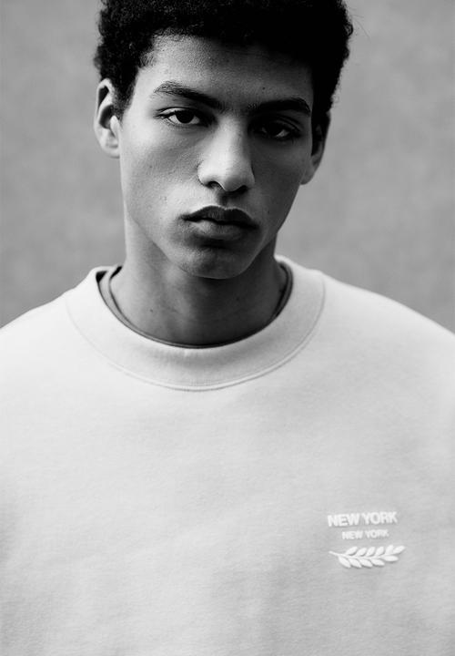 H&M - Loose fit printed sweatshirt - light beige new york