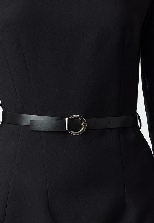 Trendyol - Belted bodycon mini woven dress - black