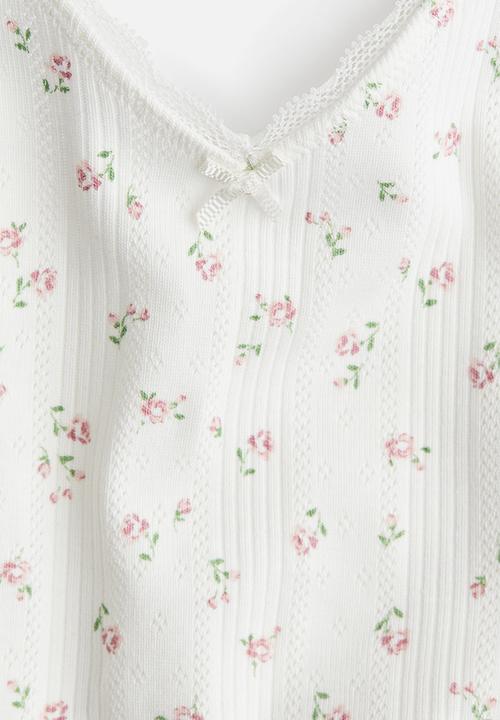 H&M - Pointelle strappy top - white floral