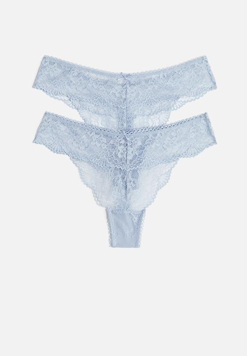 H&M - 2 pack lace thong briefs - light blue