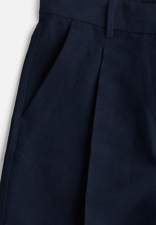 H&M - Linen-blend shorts - navy blue