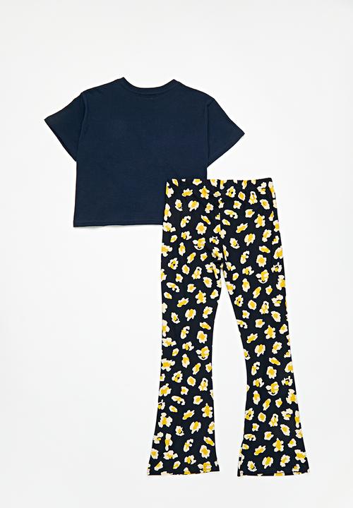 Pop Candy - Tee & flared legging set - navy