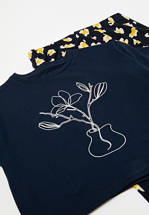 Pop Candy - Tee & flared legging set - navy