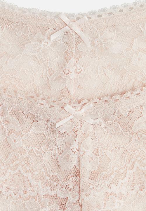 H&M - 2 pack lace thong briefs - powder pink 
