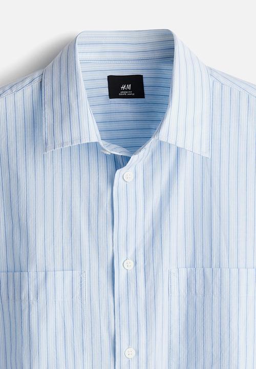 H&M - Loose fit poplin shirt - light blue striped