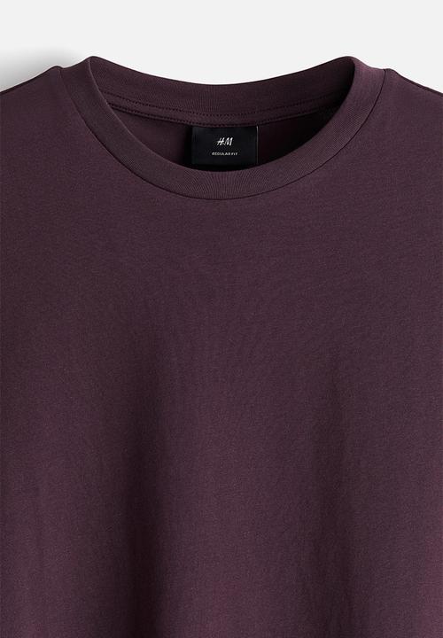 H&M - Regular fit round-neck t-shirt - dark aubergine