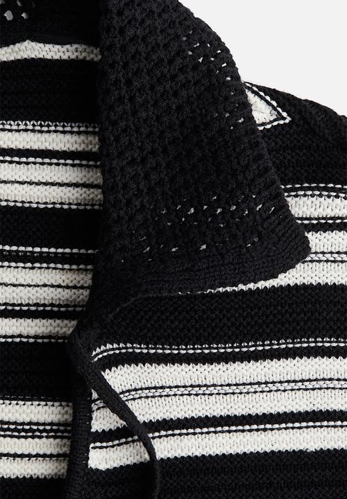 H&M - Collared purl-knit jumper - black striped 