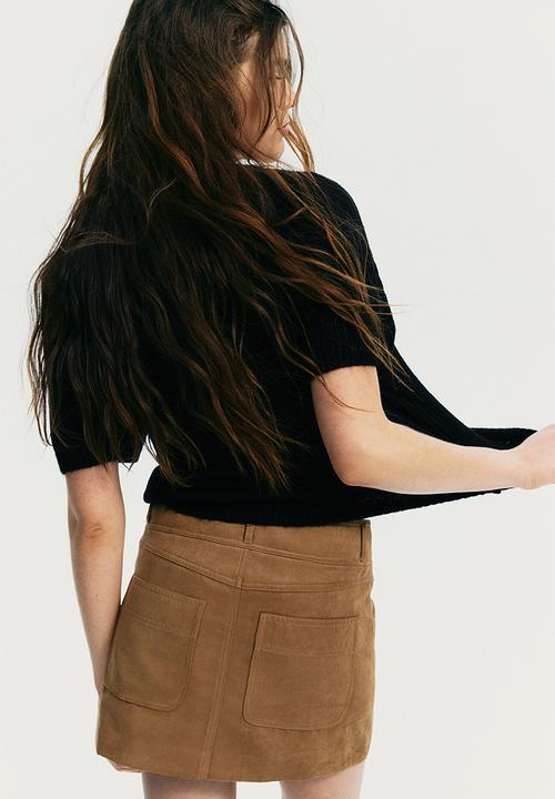 H&M - Tie-detail rib-knit top - black