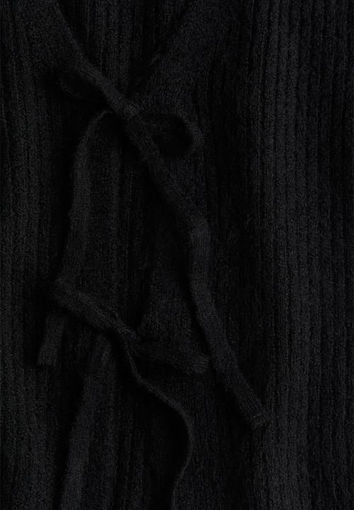 H&M - Tie-detail rib-knit top - black