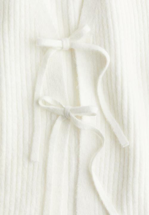 H&M - Tie-detail rib-knit top - white
