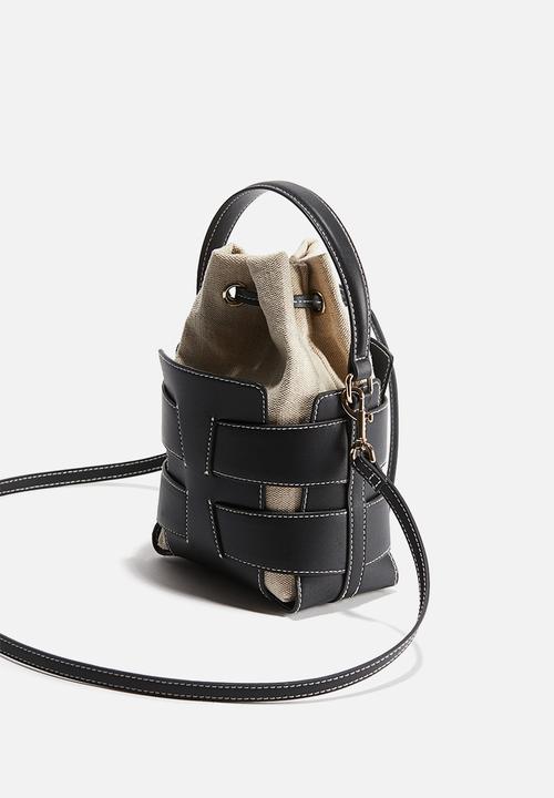 H&M - Crossbody bucket bag - black & beige