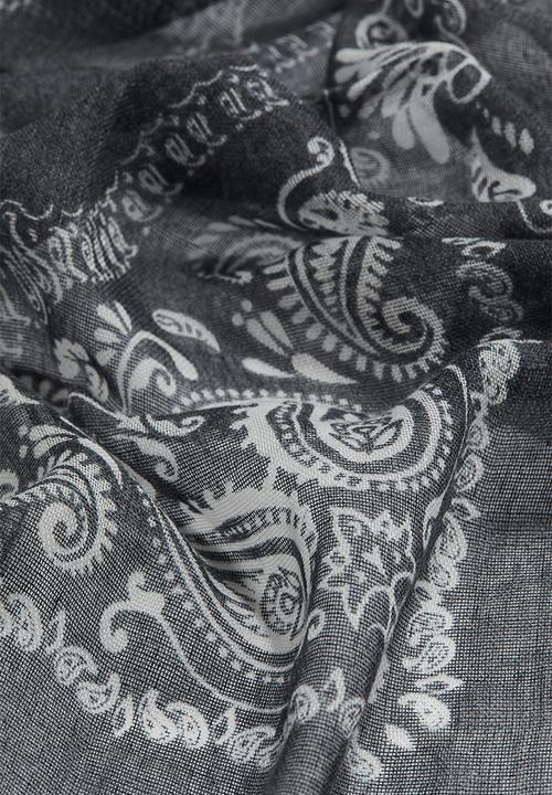 H&M - Patterned scarf - dark grey & paisley-patterned