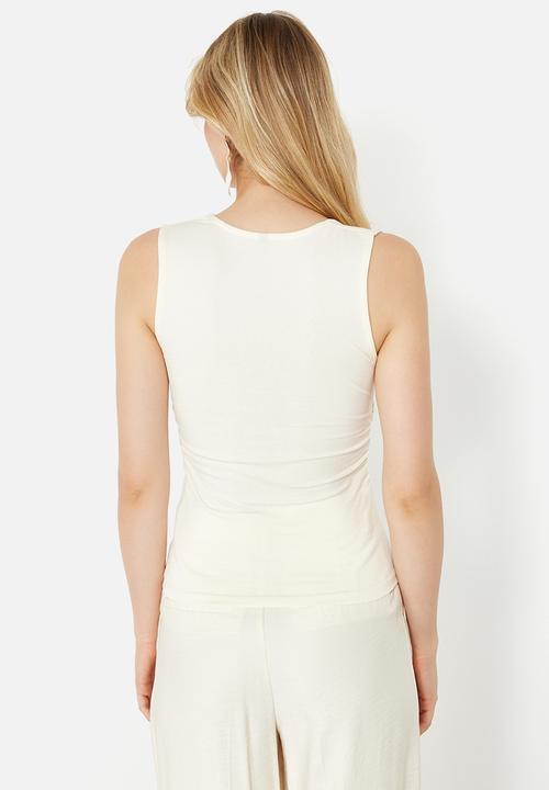 Trendyol - Square neck strappy gathered fitted flexible knitted  - stone