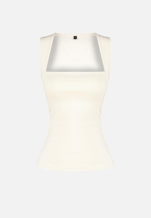 Trendyol - Square neck strappy gathered fitted flexible knitted  - stone