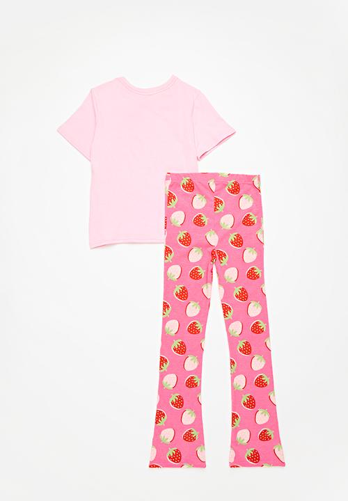 Pop Candy - Tee & flared legging set - pink