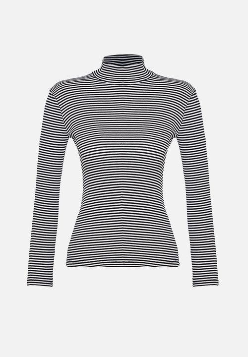 Trendyol - Striped fitted high collar long sleeve ribbed stretchy knitted  -multi