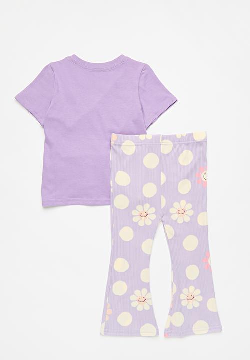 Pop Candy - Tee & flared legging set - lilac