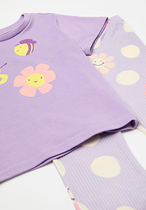 Pop Candy - Tee & flared legging set - lilac