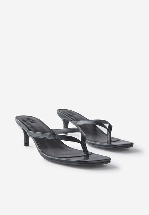Cotton On - Eve flip flop kitten heel - black smooth