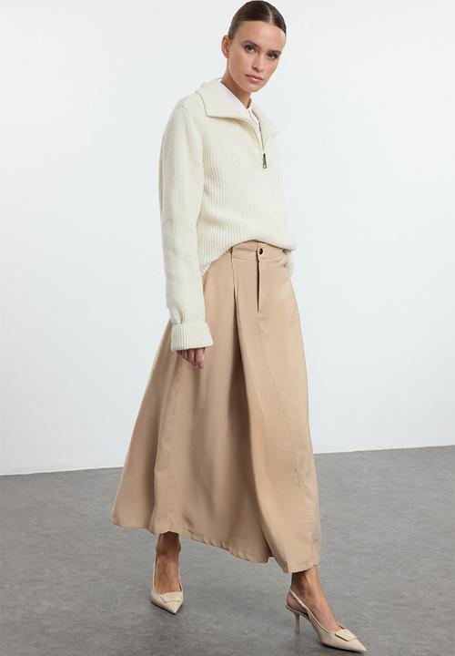 Trendyol - Flap pocket detailed woven skirt - beige