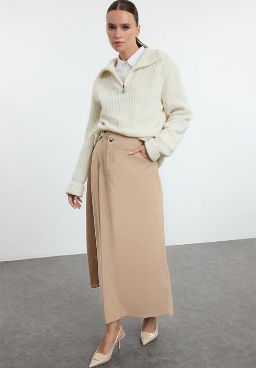Trendyol - Flap pocket detailed woven skirt - beige