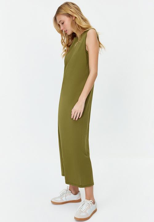 Trendyol - Sleeveless long lining undershirt dress - khaki
