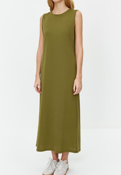 Trendyol - Sleeveless long lining undershirt dress - khaki