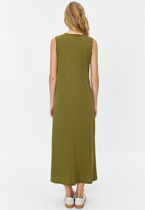 Trendyol - Sleeveless long lining undershirt dress - khaki