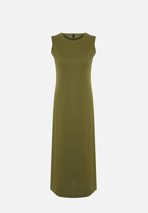Trendyol - Sleeveless long lining undershirt dress - khaki