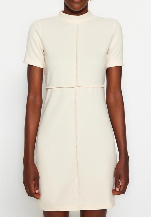 Trendyol - A-line/ bell formal knitted mini knitted dress  - beige