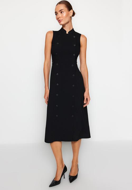 Trendyol - Buttoned chief collar woven jacket dress  - black
