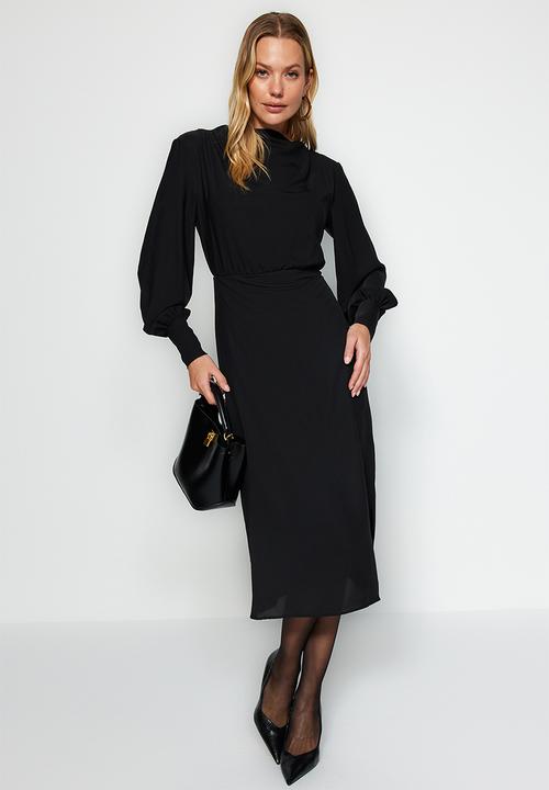 Trendyol - Midi slit woven dress  - black