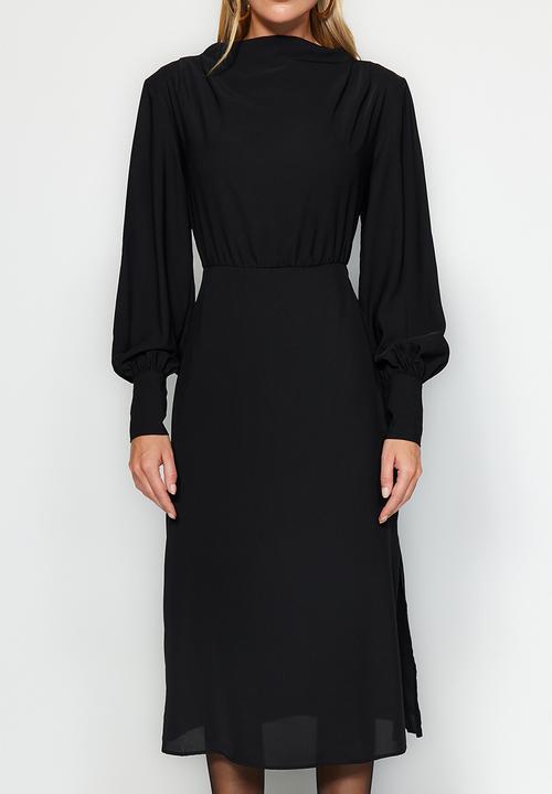 Trendyol - Midi slit woven dress  - black