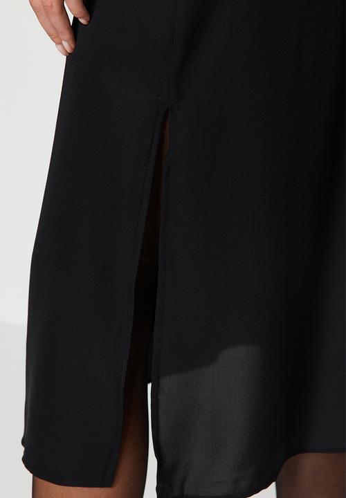 Trendyol - Midi slit woven dress  - black