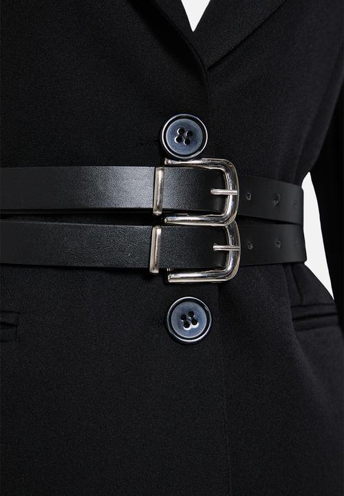 Trendyol - Double belted lined woven jacket - black