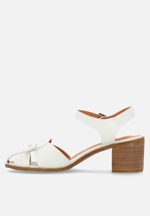 Miss Black - Seranno 5 block heel - white