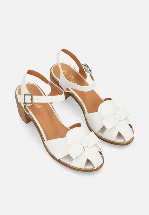 Miss Black - Seranno 5 block heel - white