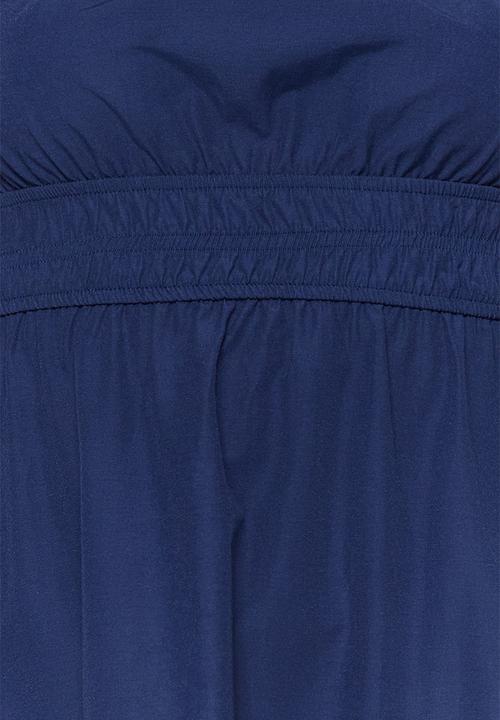 Trendyol - Balloon sleeve lined midi woven dress - navy blue