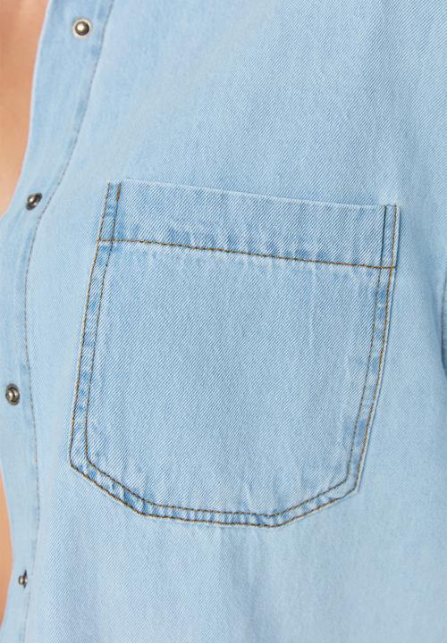 Trendyol - Basic denim shirt - blue